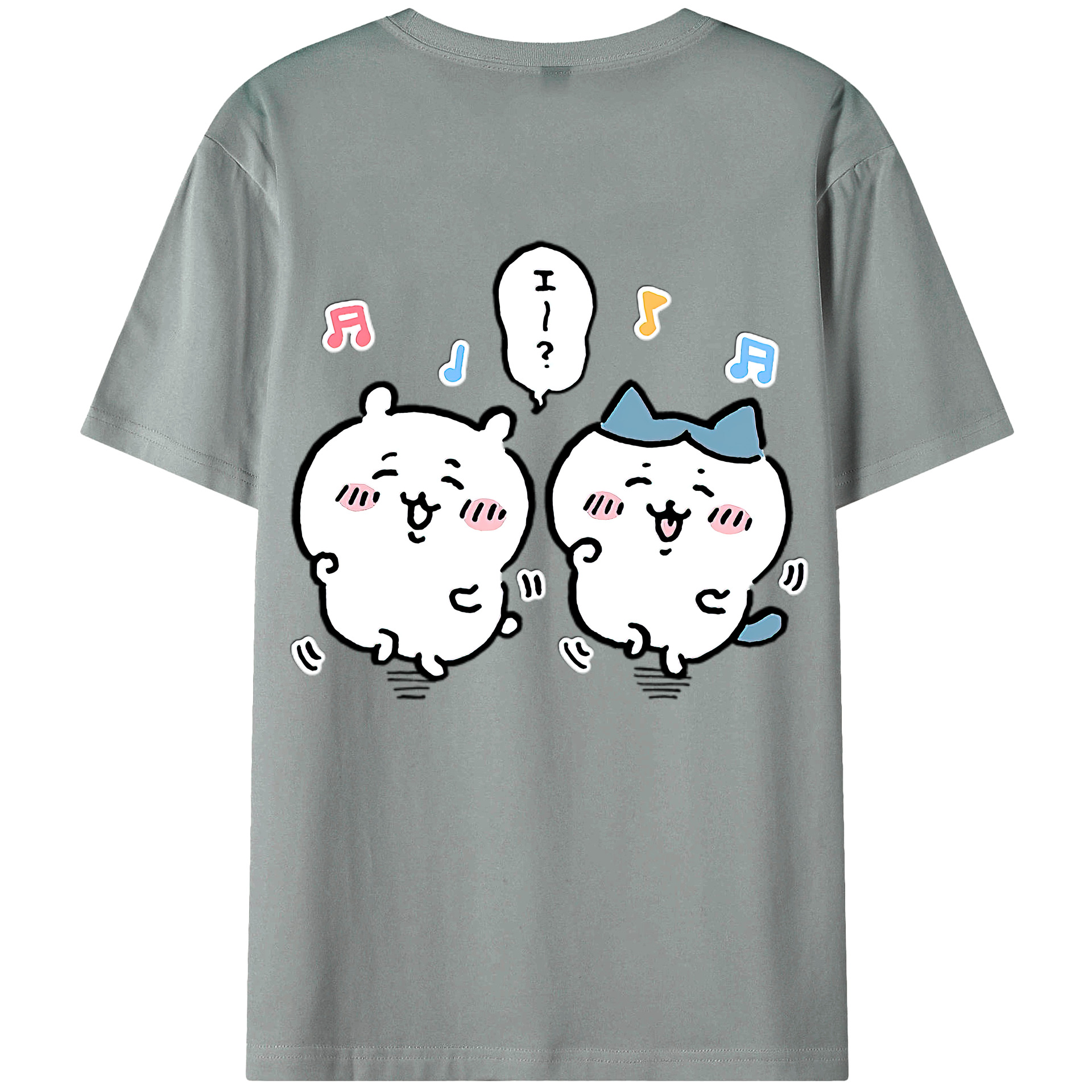 （画像用） ちいかわ ハチワレ Chii-kawa hachiware 綿100％ メンズ半袖Tシャツ（バックプリント） 通気性